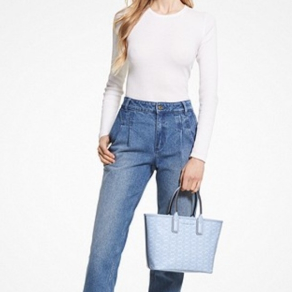 $458 NWT Authentic Michael Kors Jodie Tote Bag ~Pale Ocean Blue~ - Picture 2 of 8